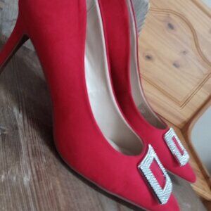 Alfani Women's Size 6.5 Jerison Red Suede Pointed Toe Pumps  New!